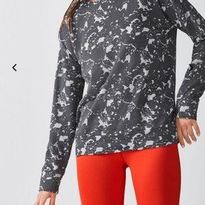 Fabletics Burnout Sweatshirt Women’s XL Gray Charcoal Long Sleeve Lightweight